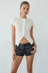 Arley Leather Belted Shorts