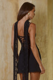 STARLA BUSTIER SCARF MINI DRESS BLACK