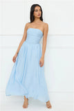 Luxurious Glow Strapless Maxi Dress Blue
