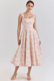 cream floral print cotton midi sun dress