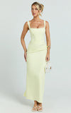 Karlie Maxi Dress Scoop Neck Fitted Dress in Lemon