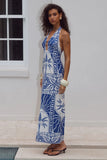 JOANNA PLUNGE HALTER MAXI DRESS JOANNA BLUE