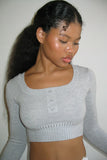 Claude Lightweight Knit Mini Crop Top Heather Grey