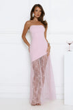 Fit For The Front Row Strapless Maxi Dress Pink