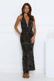 Precision Dressing Embellished Halter Maxi Dress Black