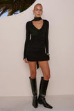 BIANCA SLEEVED MINI DRESS BLACK