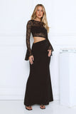 Rooftop Muse Lace Long Sleeve Maxi Dress Black