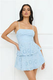 Morningside Embroidered Mini Dress Blue