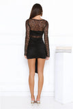 Stylish Like That Lace Long Sleeve Mini Dress Black