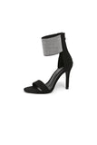 Black Wide Ankle Cuff Open Toe High Heels