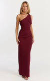 Criselda Maxi Dress One Shoulder Maxi Dress in Wine