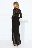 Flirtation Hour Lace Long Sleeve Maxi Dress Black