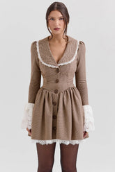 brown puppytooth check mini dress sale