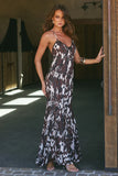 AMINAH V NECK CROSS BACK MAXI DRESS SHILOH BROWN