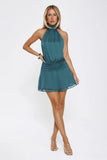 On Her Level Halter Mini Dress Teal