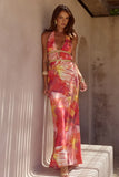 XYLIA HALTER LOW PLUNGE MAXI DRESS KIARA PEACH