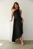 Zora One Shoulder Pleated Midi Dress