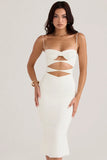 ivory satin cutout corset dress