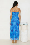 Dollhouse Daze Strapless Mesh Maxi Dress Blue
