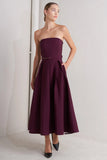 OPERA WINE BURGUNDY MIDI DRESS WITH POCKETS