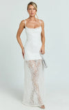 Alana Maxi Dress Lace Sequin Cowl Neck Dress in White
