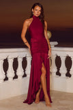 ZELMA HIGH NECK MAXI DRESS WINE