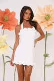Field Of Petals Halter Mini Dress White
