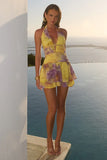 XYLIA HALTER LOW PLUNGE MINI DRESS SURI YELLOW