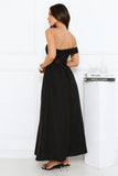 Luxe Whimsy Off Shoulder Maxi Dress Black