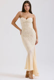 vanilla chiffon lace gown
