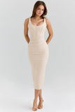 almond corset midi dress