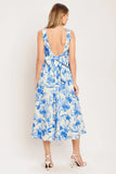 PORCELAIN BLUE FLORAL MIDI DRESS