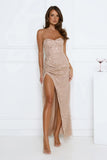 Confetti Royale Strapless Sequin Maxi Dress Gold