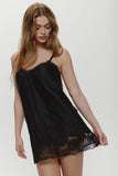 First Crush Satin Babydoll Dress Black