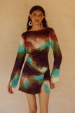 VEGA SLEEVED MINI DRESS VEGA CHOCOLATE