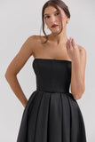 black strapless satin corset midi dress sale