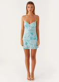 Vietta Sequin Cami Micro Mini Dress Blue
