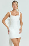 Alegra Mini Dress Square Neck Fit And Flare Dress in Ivory