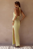 LILABELLE HALTER KNIT MAXI DRESS LEMON