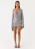 Kyrah Long Sleeve Mini Dress Misty Blue
