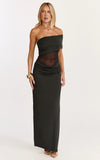 Riley Maxi Dress Gathered Over Bust Dress in Black