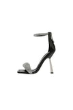 Black Beaded Stiletto Mid Heel Sandals
