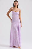 orchid floral lace back maxi dress