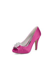 Fuchsia High Heels with a Shimmering Metal Accent