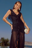 BLYTHE V NECK FRILL MAXI DRESS BLACK