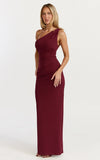Criselda Maxi Dress One Shoulder Maxi Dress in Wine