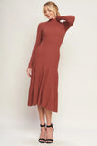 STOLEN KISSES RUST LONG SLEEVE SWEATER DRESS