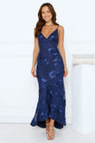 Evening Bloom Mesh Maxi Dress Navy