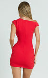 Vilma Mini Dress One Shoulder Bodycon Dress in Red