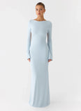 Midnight Song Long Sleeve Maxi Dress Misty Blue